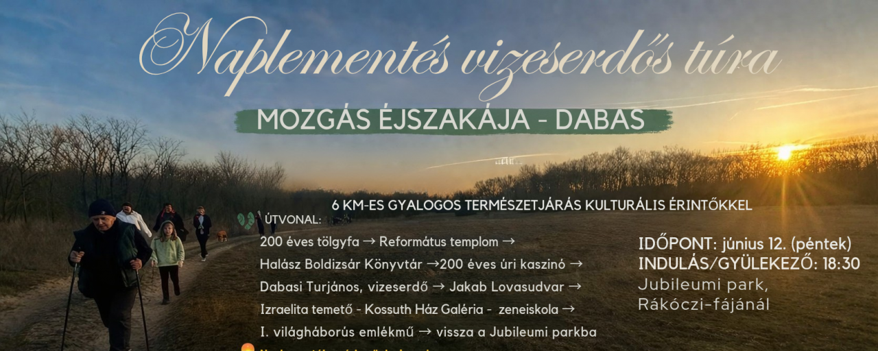 Naplementés Vizeserdő túra Dabason